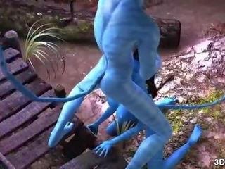 Avatar bayi anal kacau oleh besar biru kontol
