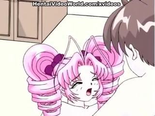 In bed met een pink-haired hentai tiener