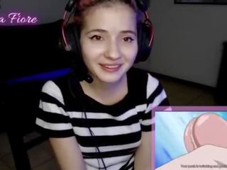 18yo youtuber gets sexually aroused watching hentai during the stream and masturbates - Emma Fiore